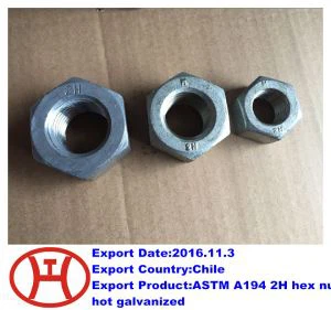 ASTM A194 2H 육각 너트 핫 아연 도금